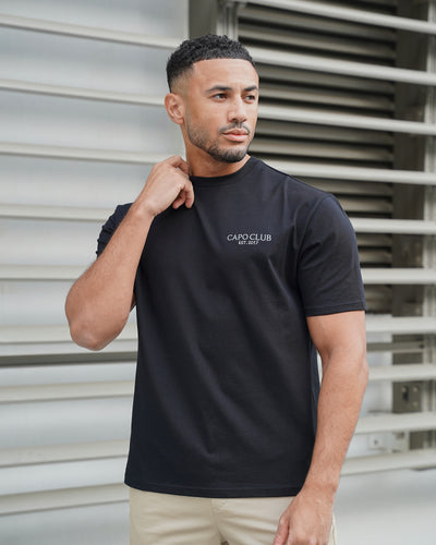 Capo Boat Scene Printed T-Shirt - Black