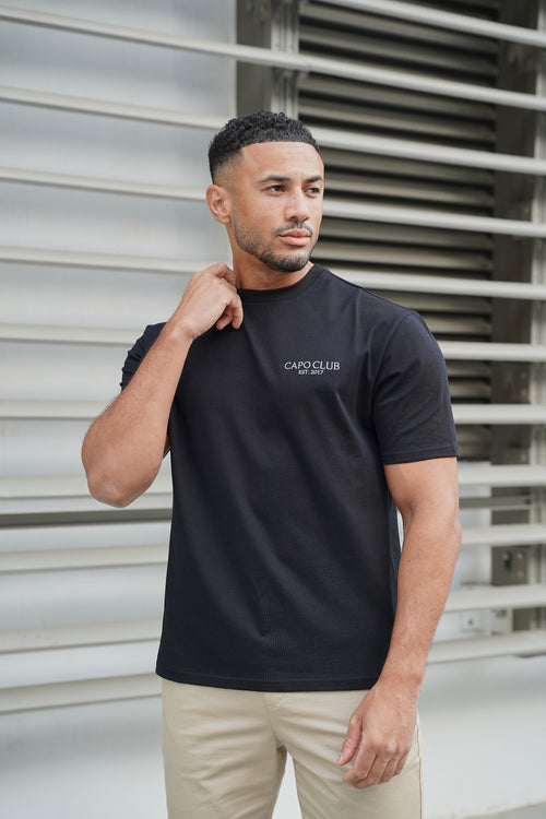 Capo Boat Scene Printed T-Shirt - Black