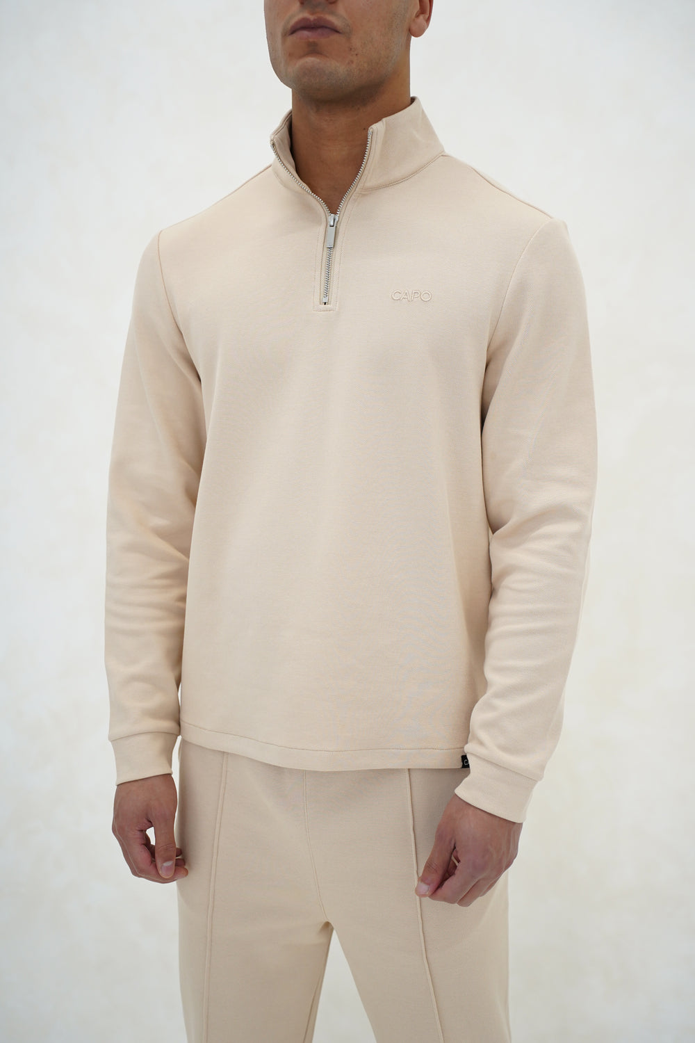 Capo Pique 1/4 Zip Top - Oatmeal