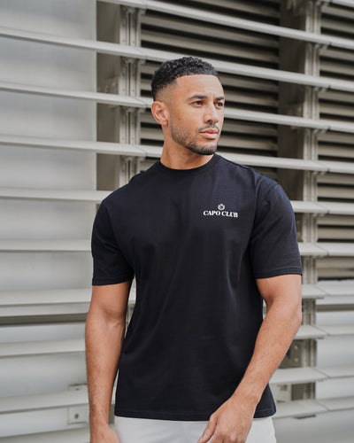Capo Club Craftsman Crest T-Shirt - Black/Porpoise