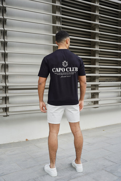 Capo Club Craftsman Crest T-Shirt - Black/Porpoise