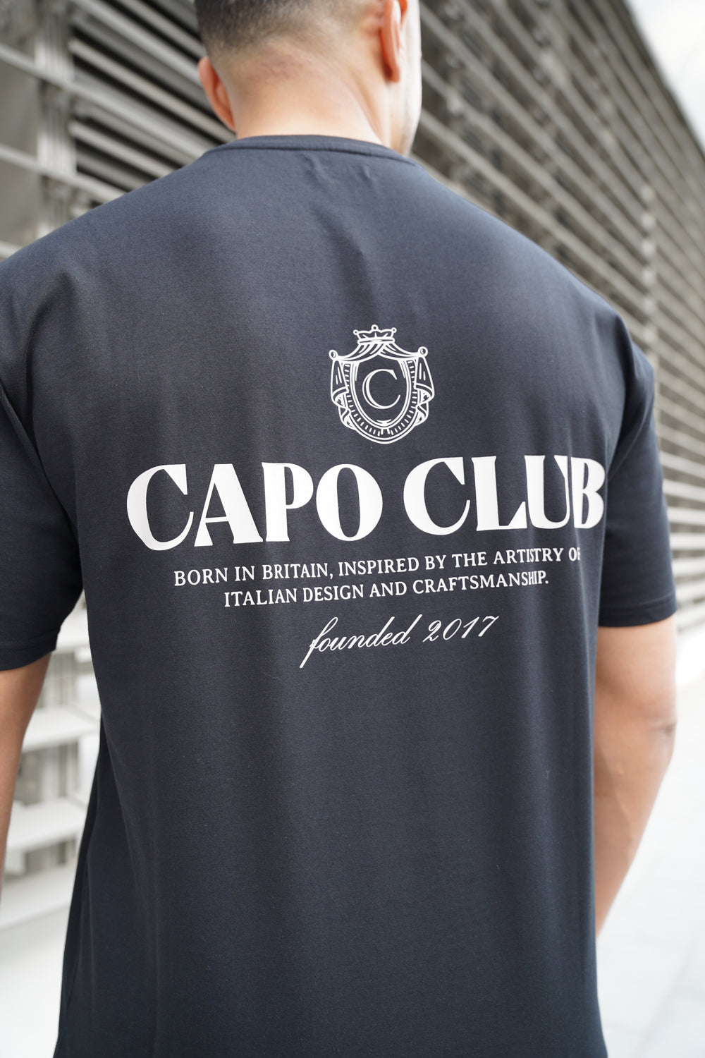 Capo Club Craftsman Crest T-Shirt - Black/Porpoise