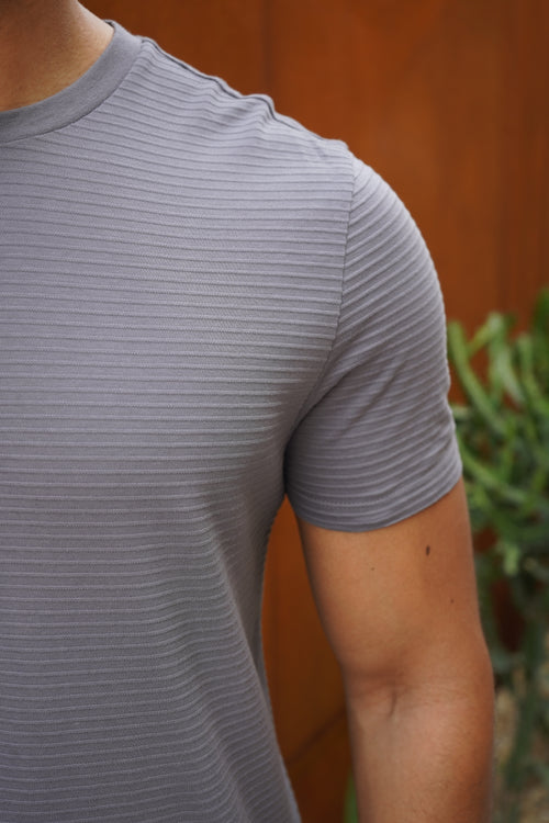 Capo Mercerised Ribbed T-Shirt - Charcoal