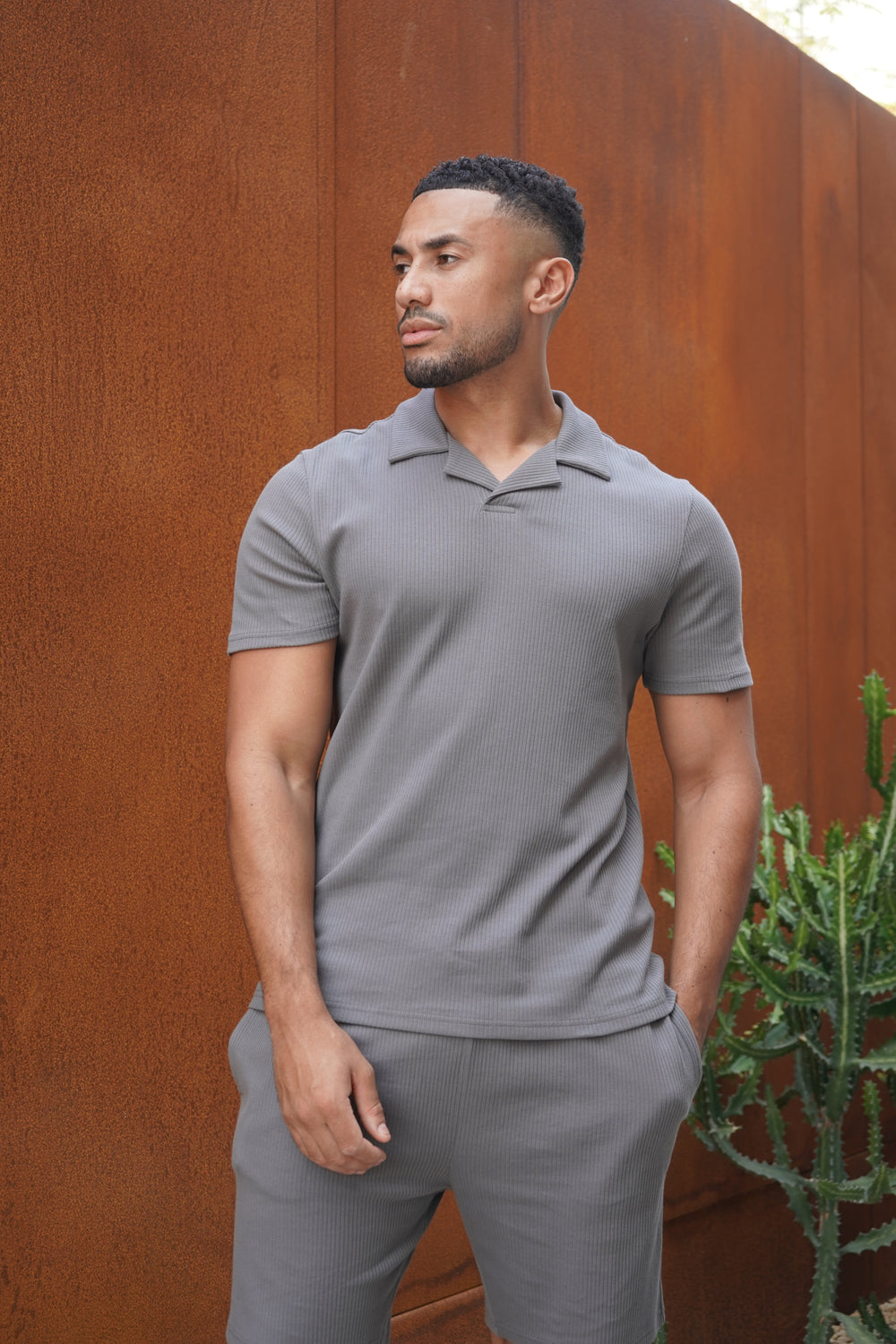 Capo Pleated Polo Shirt - Charcoal