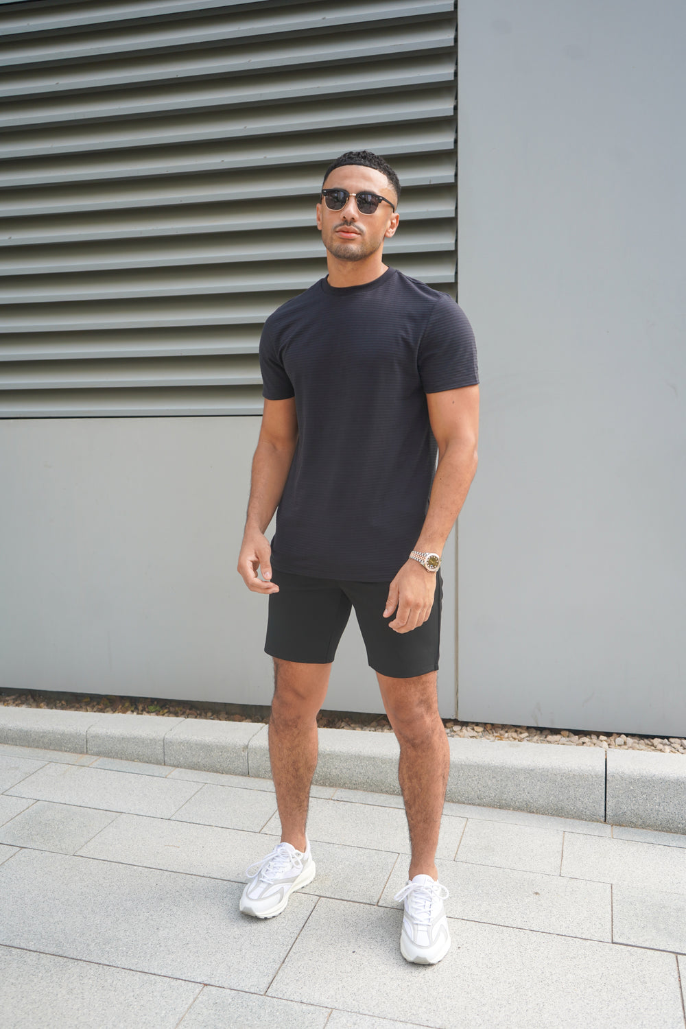 Capo Mercerised Ribbed T-Shirt - Black