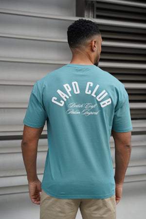 Capo Club Script T-Shirt - Oil Blue/White