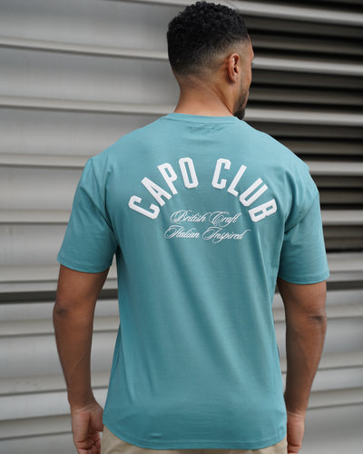 Capo Club Script T-Shirt - Oil Blue/White