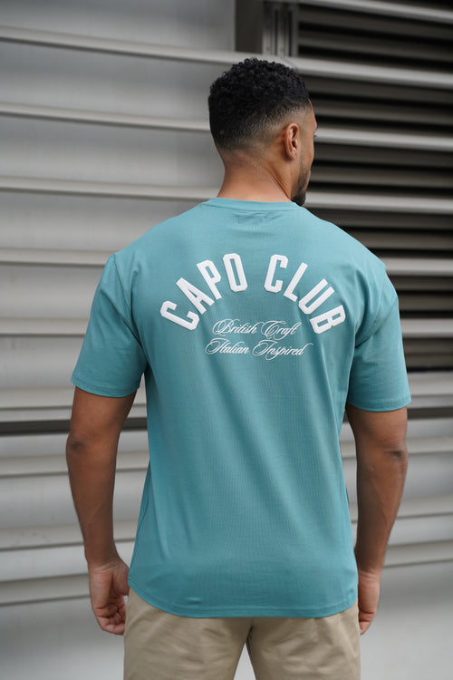 Capo Club Script T-Shirt - Oil Blue/White