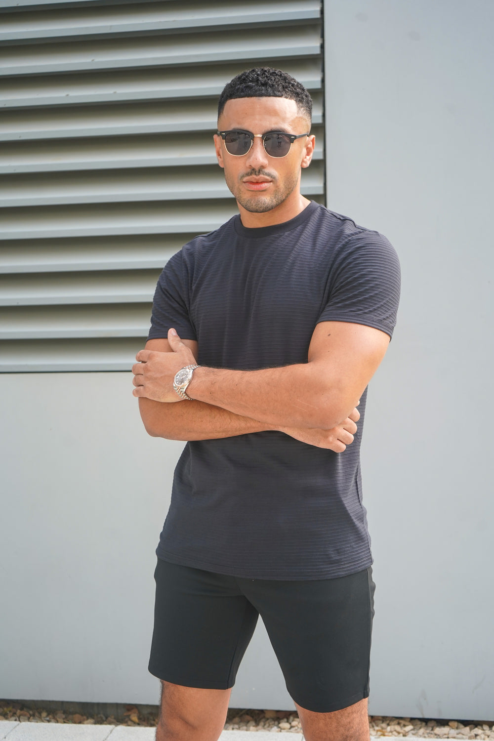 Capo Mercerised Ribbed T-Shirt - Black