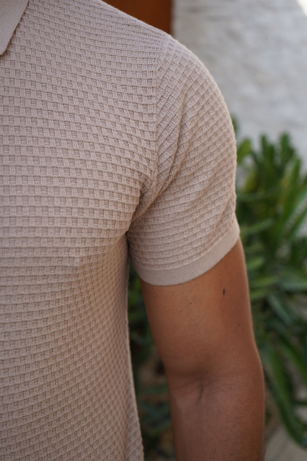 Capo Micro Square Poloshirt mit Reißverschluss - Taupe