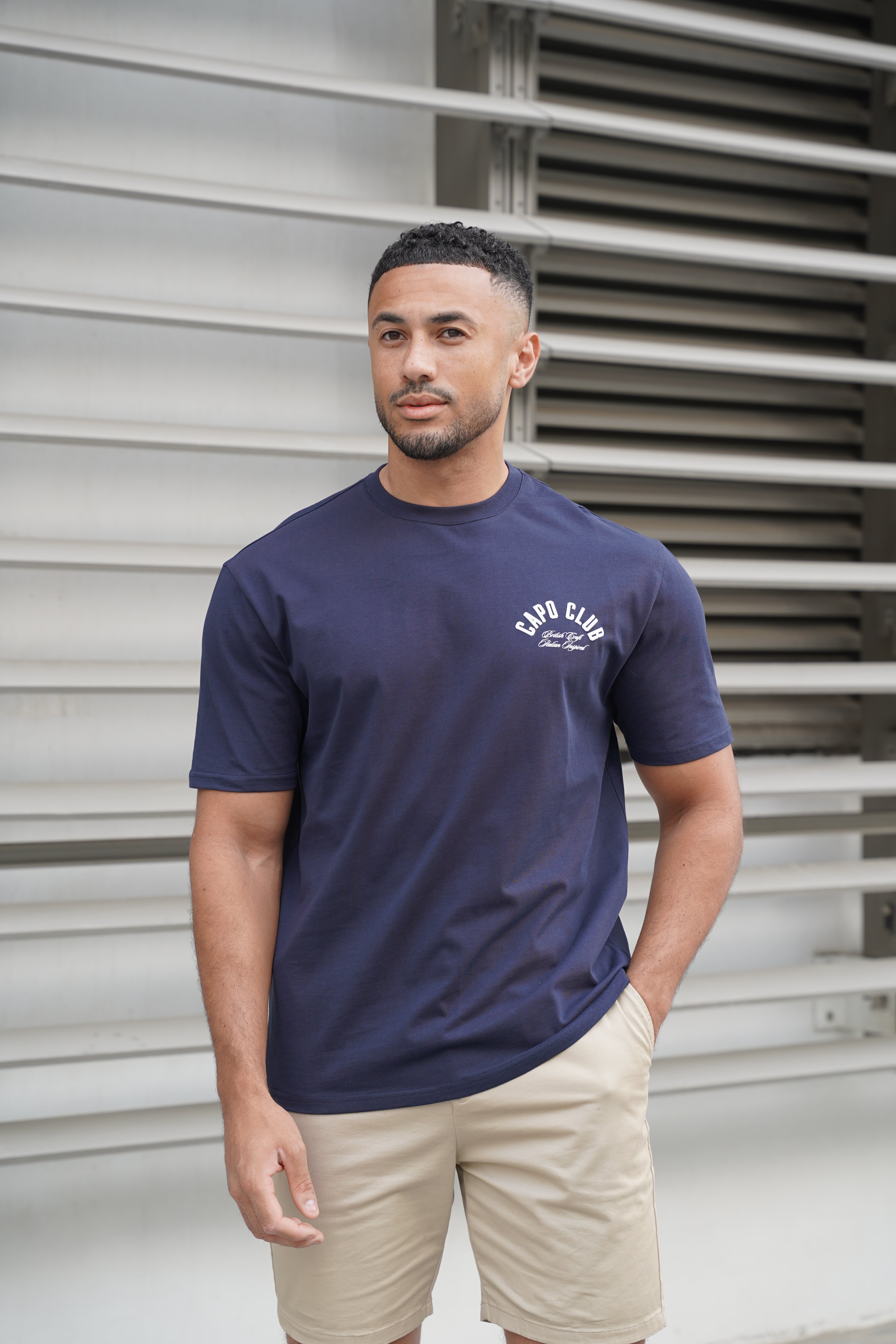 Capo Club Script T-Shirt - Navy/White
