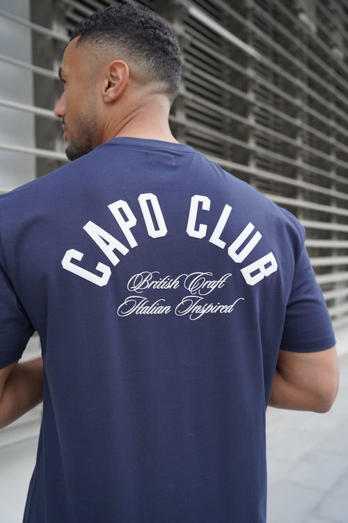 Capo Club Script T-Shirt - Navy/White