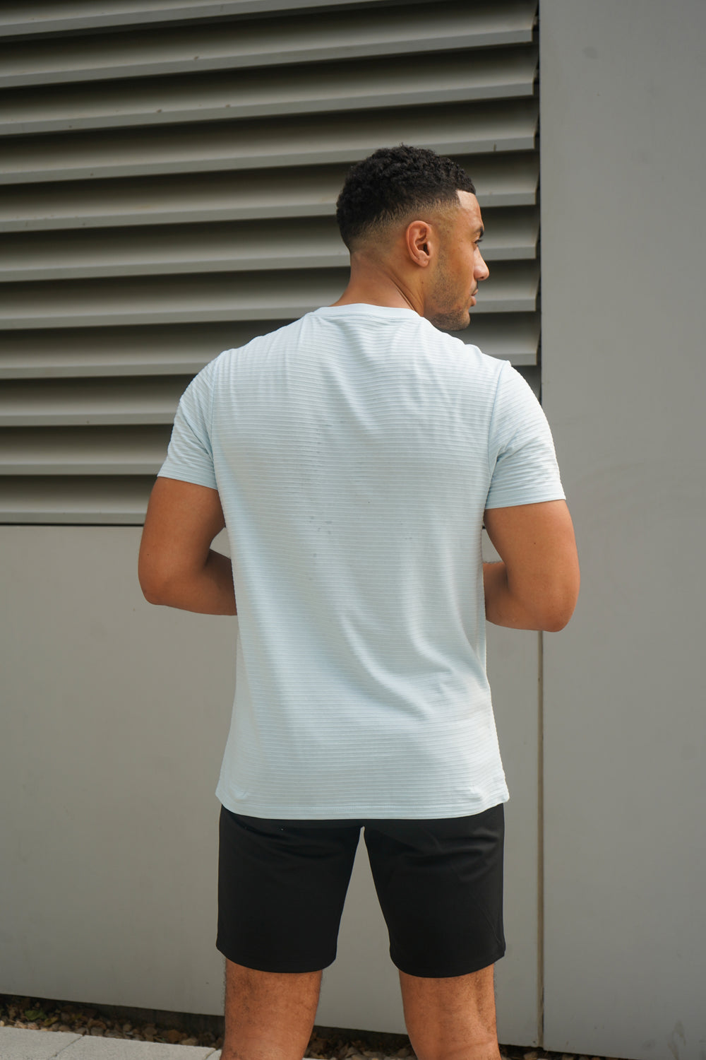 Capo Mercerised Ribbed T-Shirt - Light Blue