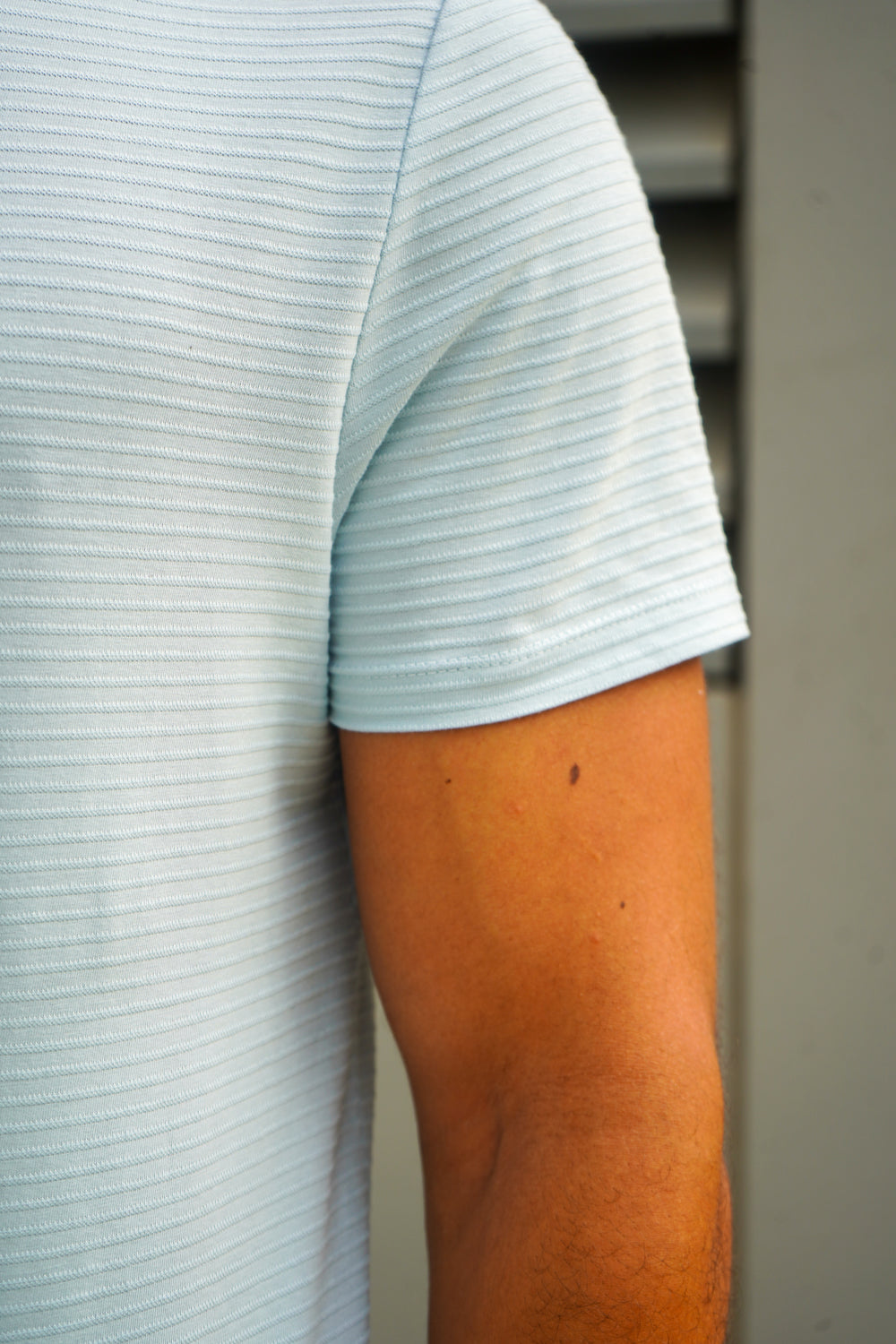 Capo Mercerised Ribbed T-Shirt - Light Blue