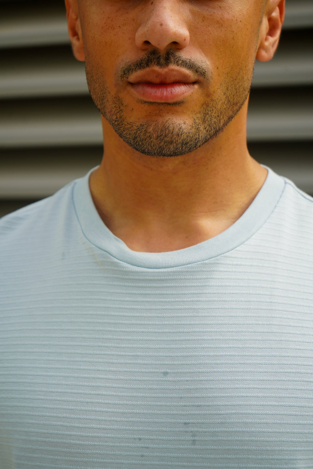 Capo Mercerised Ribbed T-Shirt - Light Blue