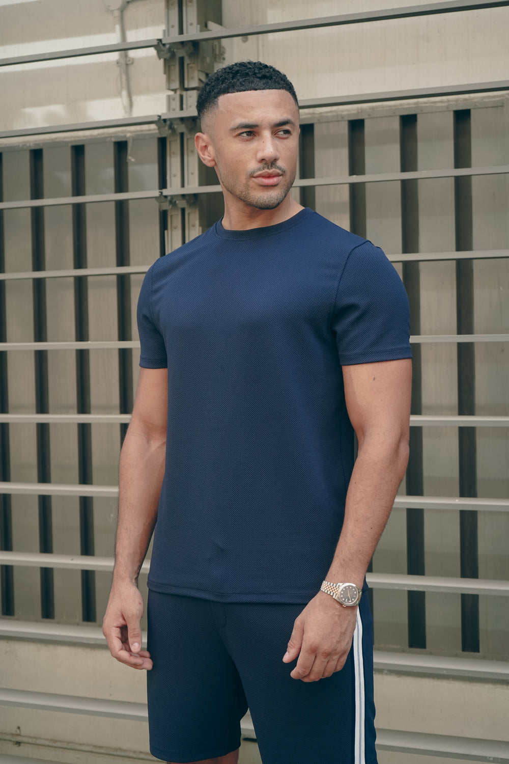 Capo Textured Tape Shorts - Navy