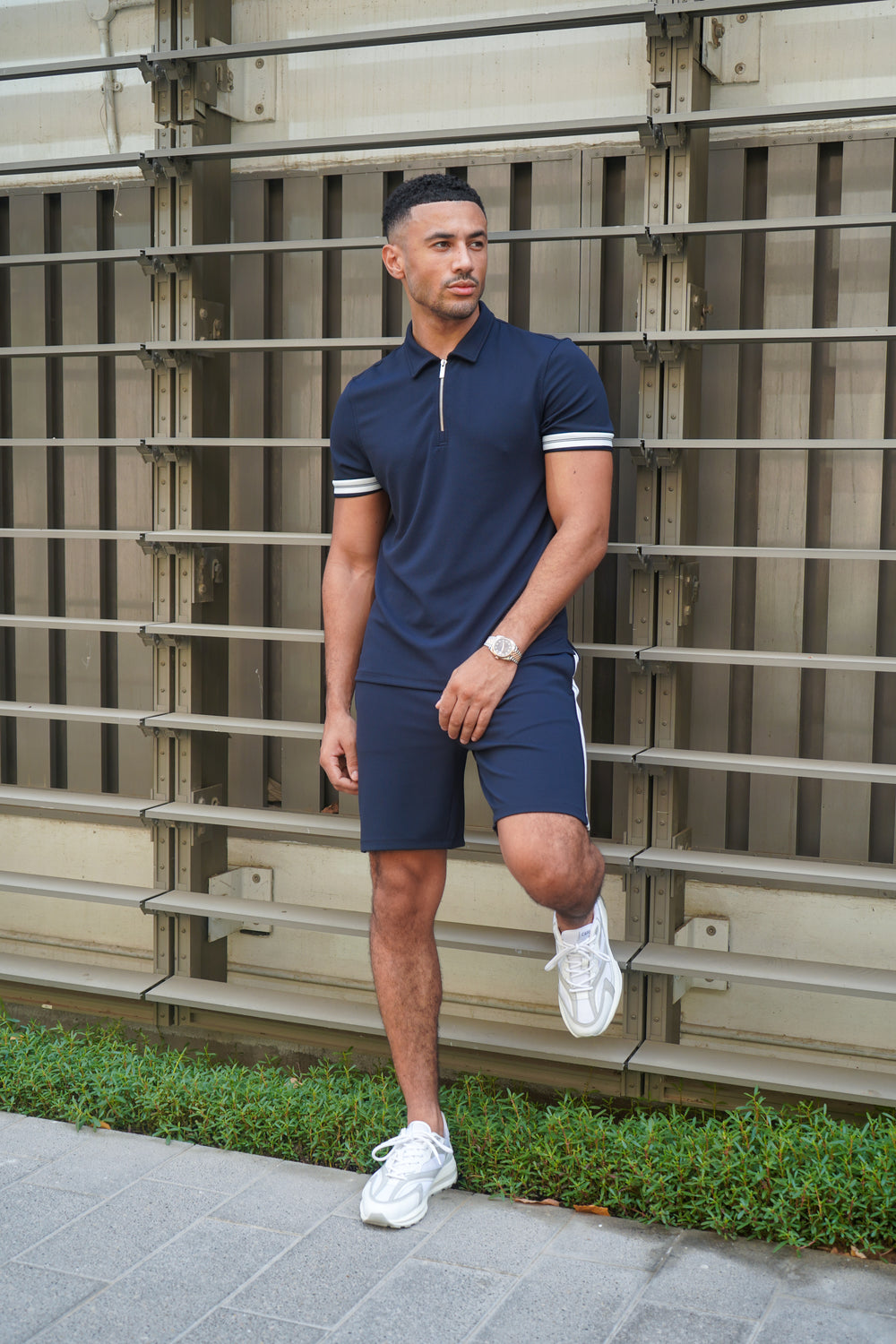 Capo Textured Tape Shorts - Navy