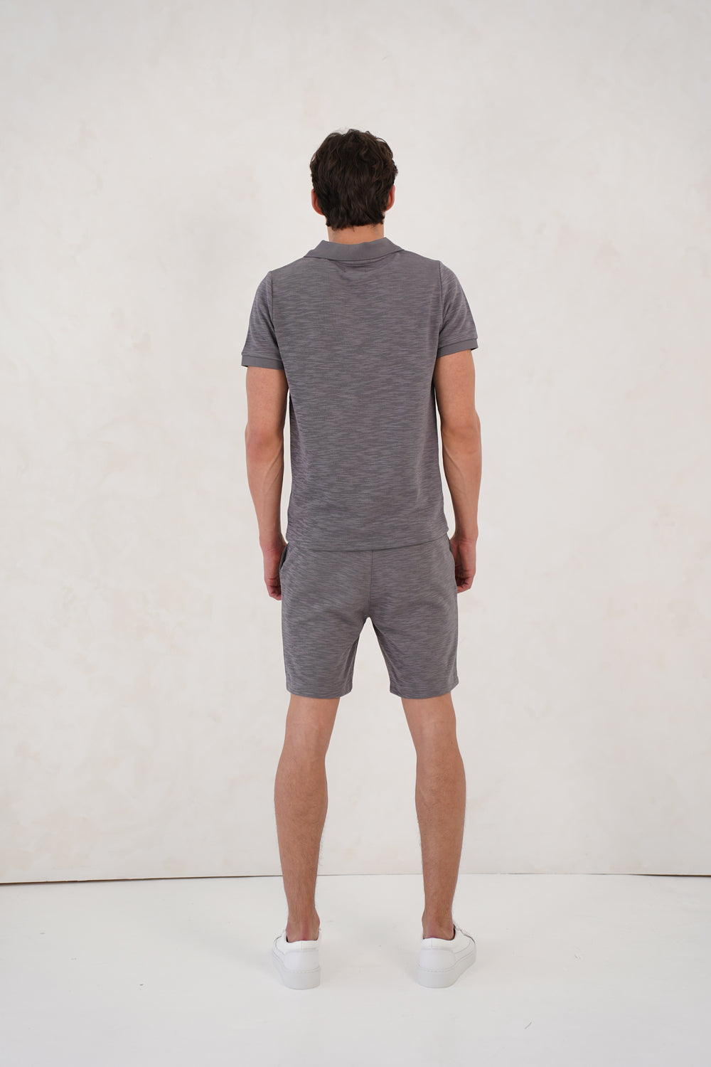 Capo Jersey Slub Cuban Polo Shirt - Charcoal