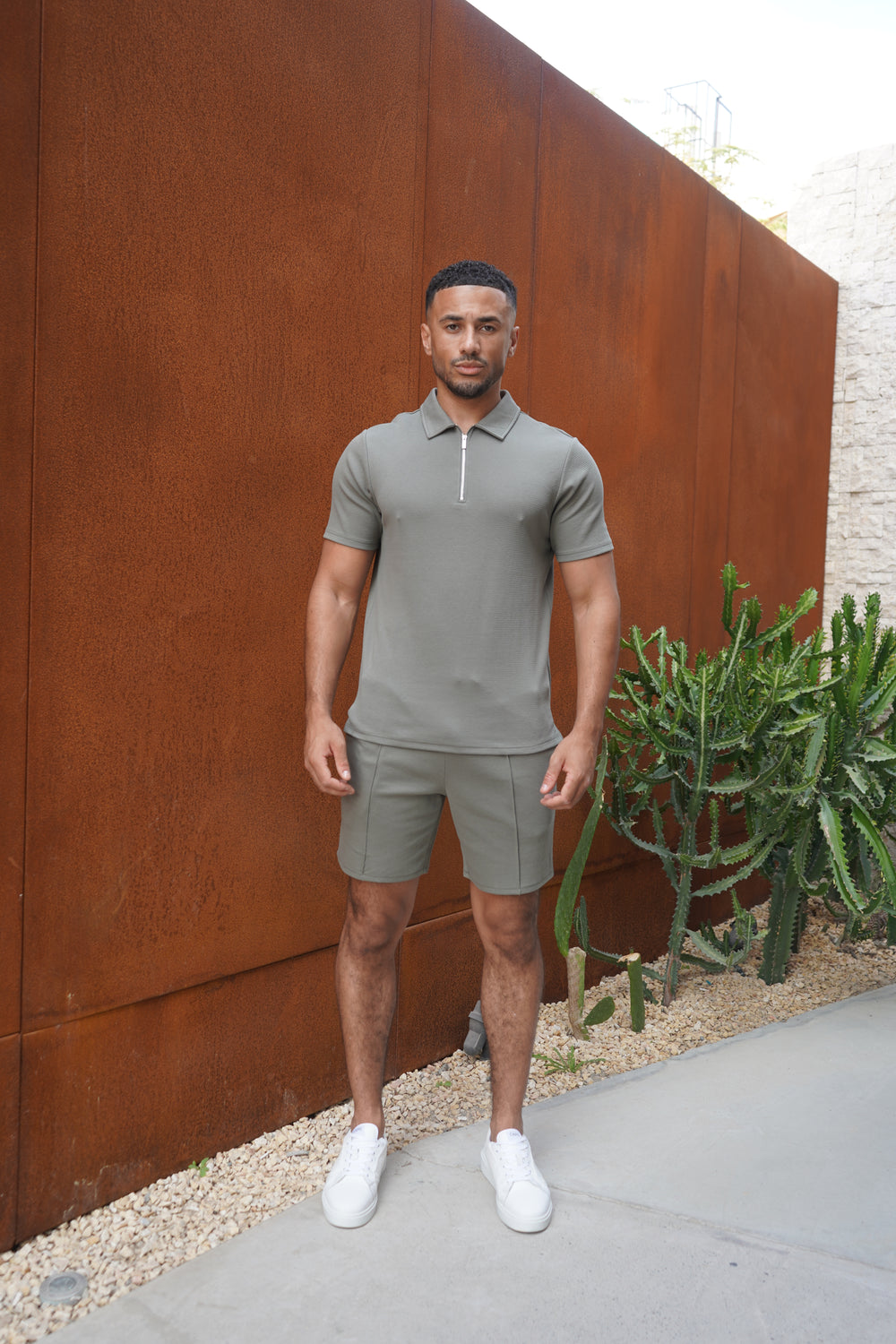 Capo Textured Shorts - Light Olive