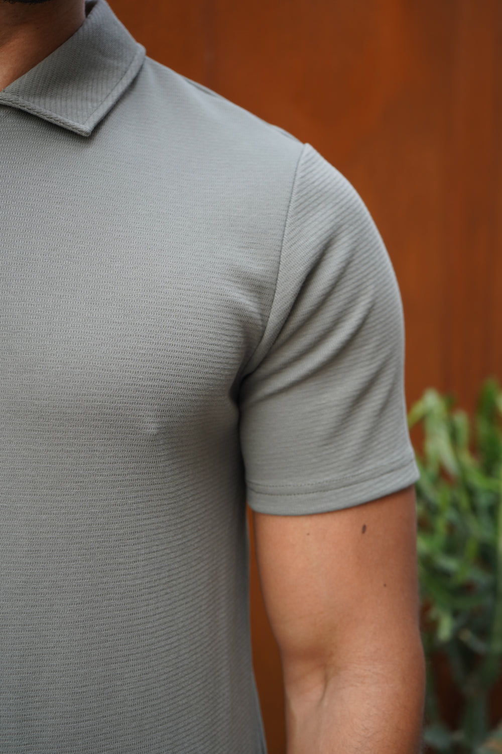 Capo Textured Zip Up Polo Shirt - Light Olive