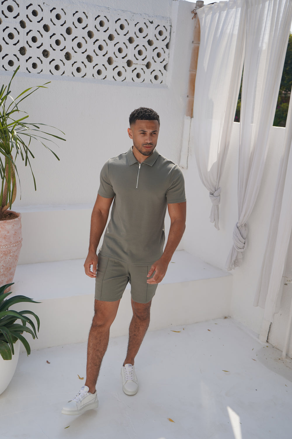 Capo Textured Shorts - Light Olive
