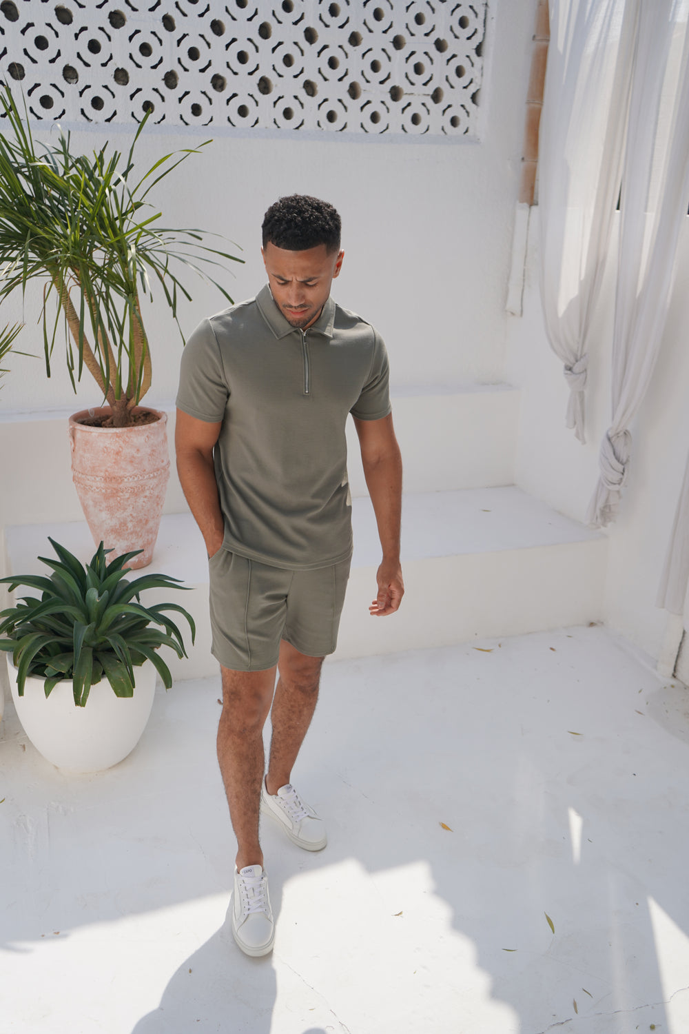 Capo Textured Shorts - Light Olive