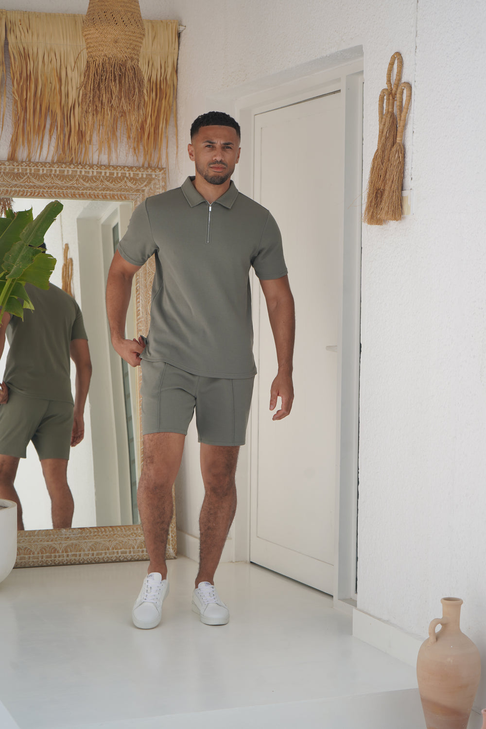 Capo Textured Shorts - Light Olive