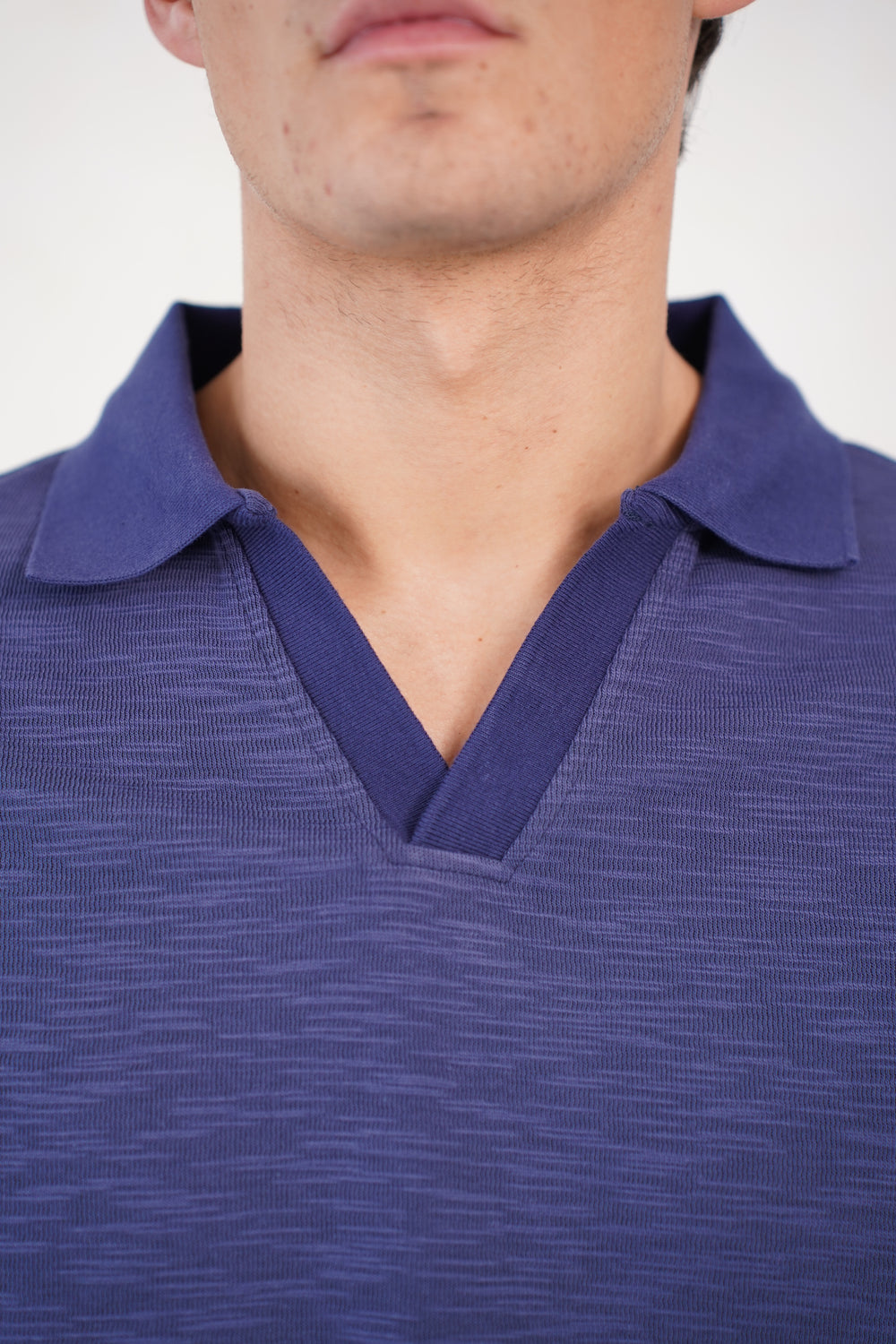 Capo Jersey Slub Cuban Polo Shirt - Navy