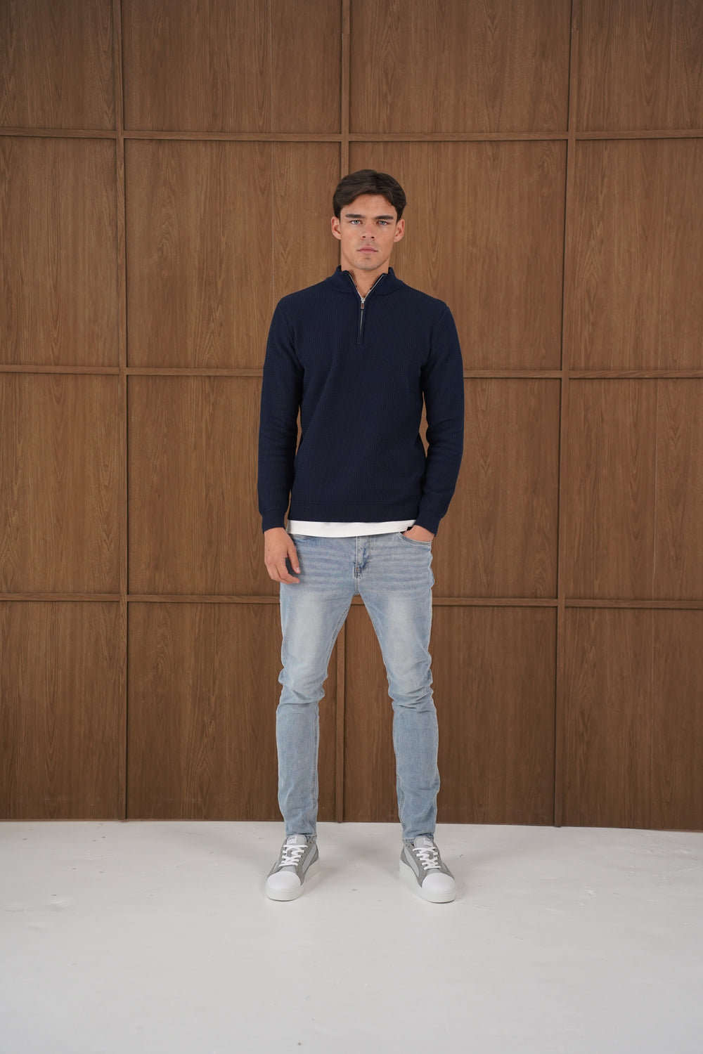 Capo TWIST Cotton 1/4 Zip Jumper - Navy