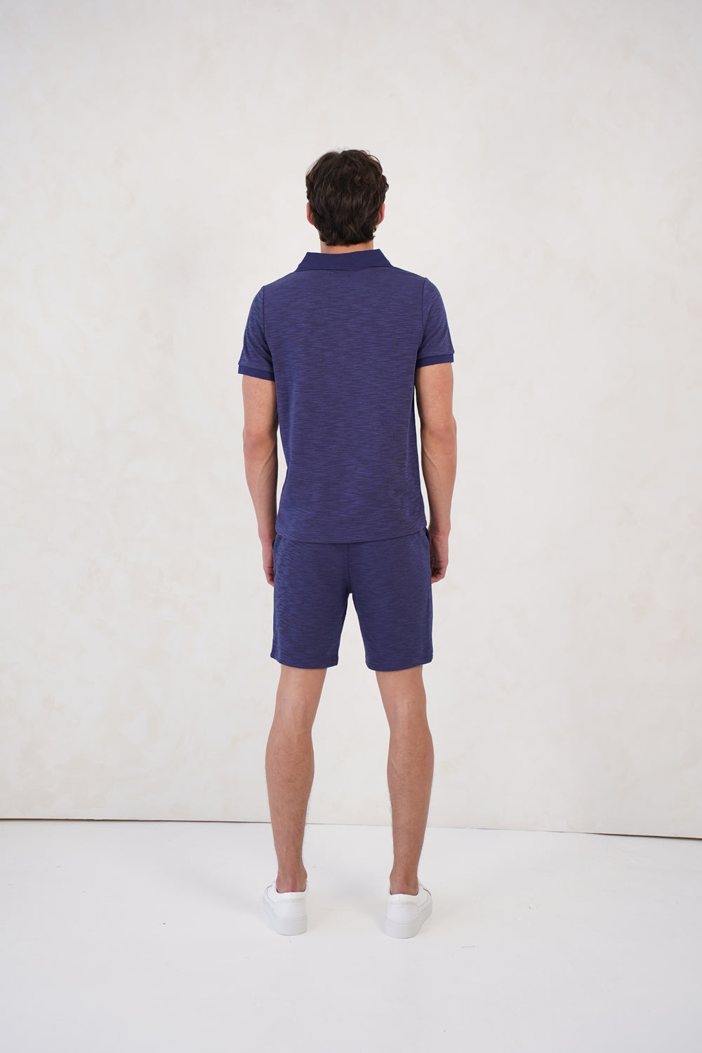 Capo Jersey Slub Cuban Polo Shirt - Navy