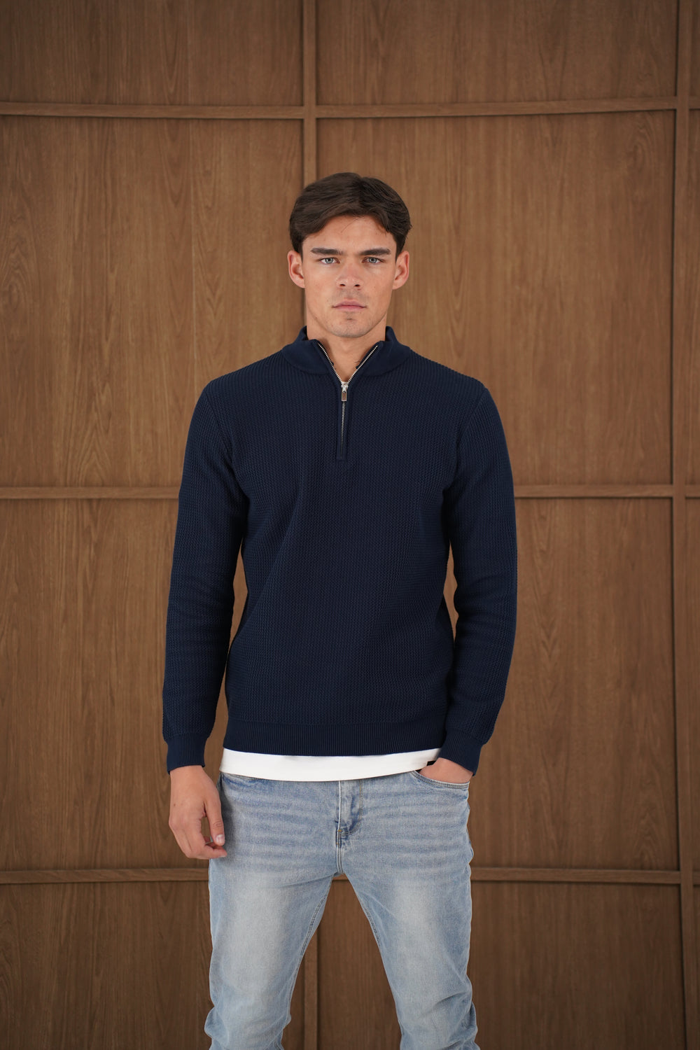 Capo TWIST Cotton 1/4 Zip Jumper - Navy