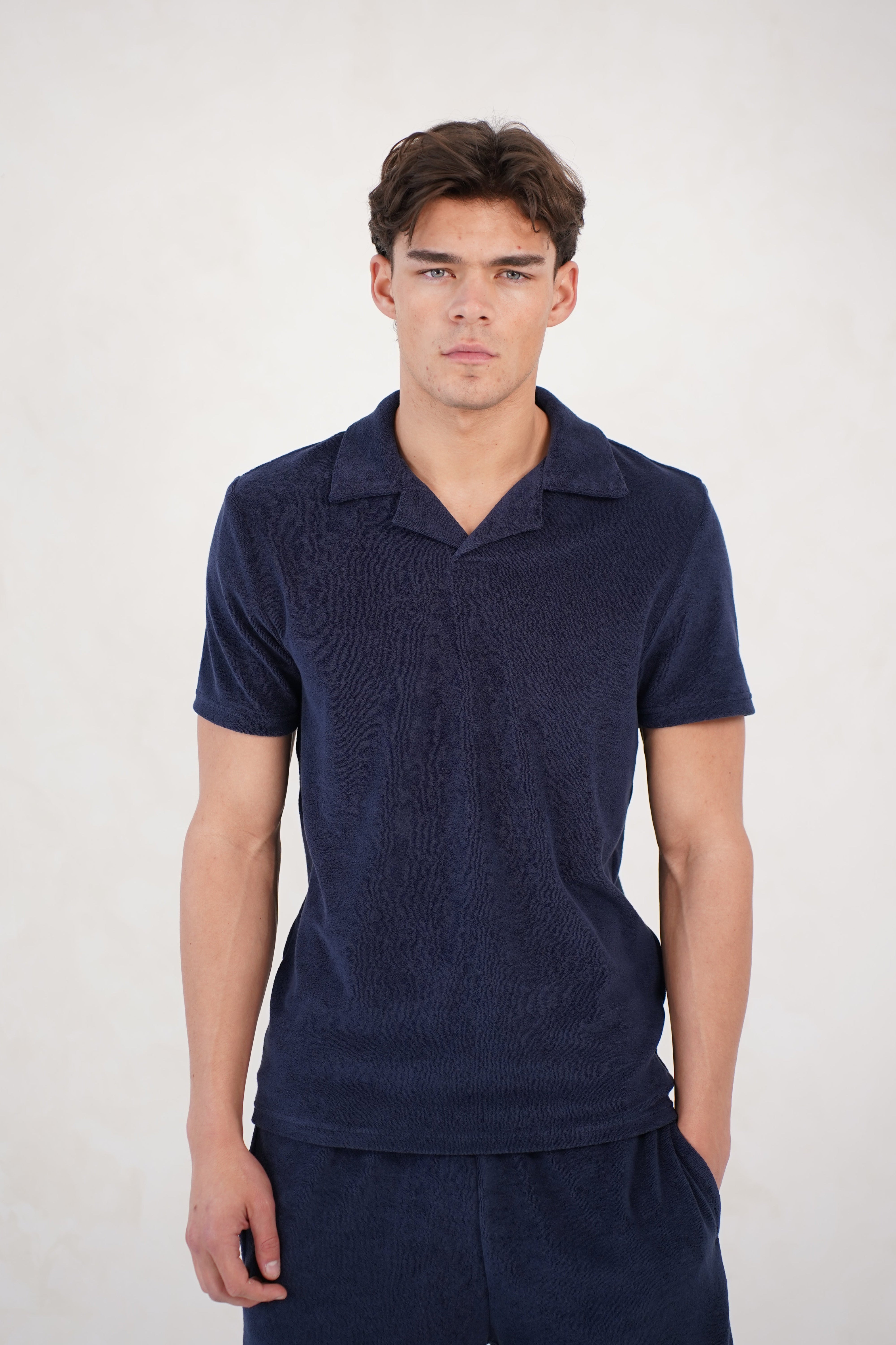 Capo Towelling Polo Shirt - Navy