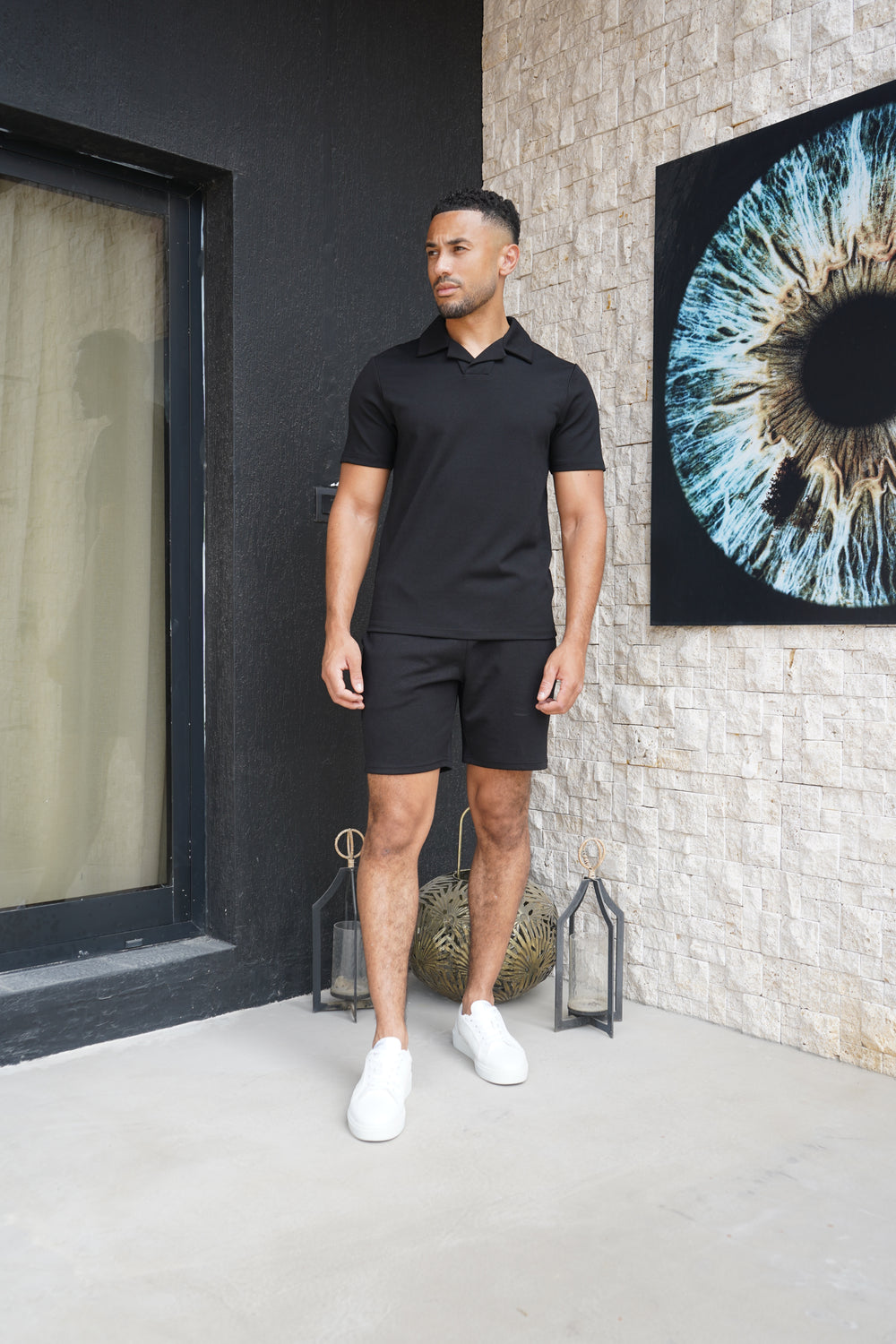 Capo Aztec Revere Polo Shirt - Black