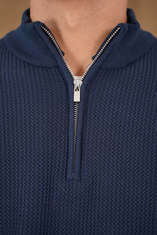 Capo TWIST Cotton 1/4 Zip Jumper - Navy
