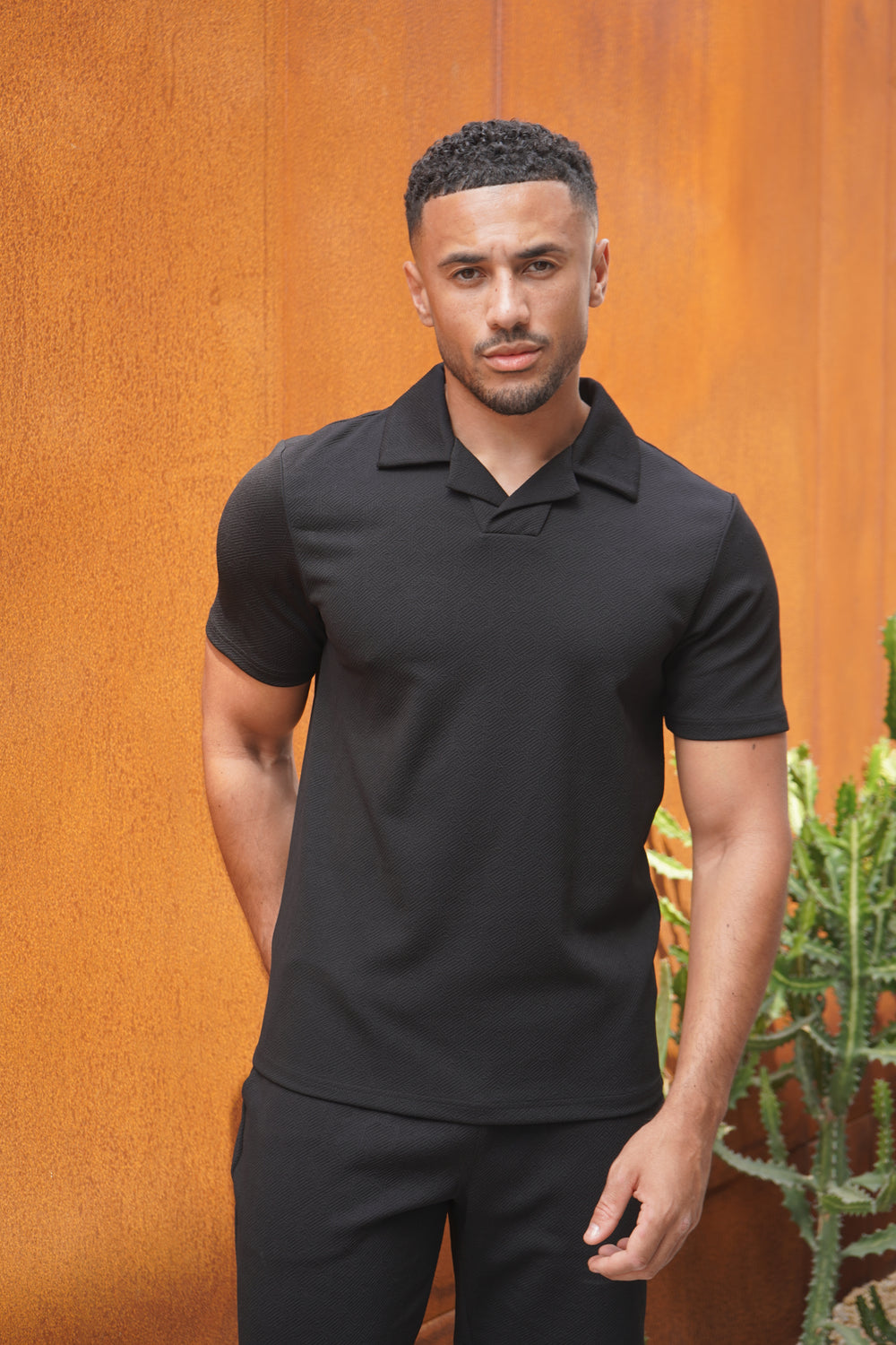 Capo Aztec Revere Polo Shirt - Black