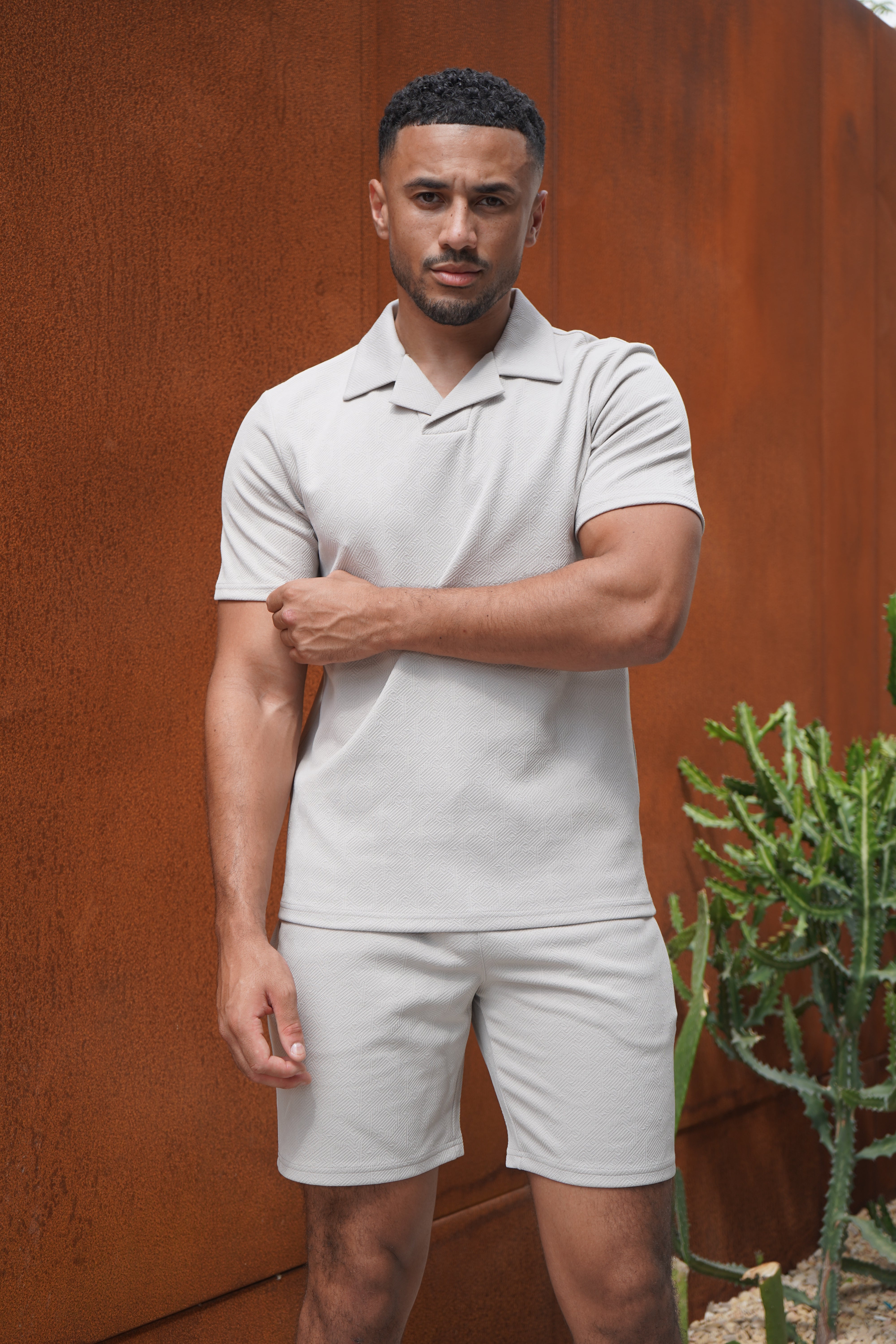 Capo Aztec Revere Polo Shirt - Stone