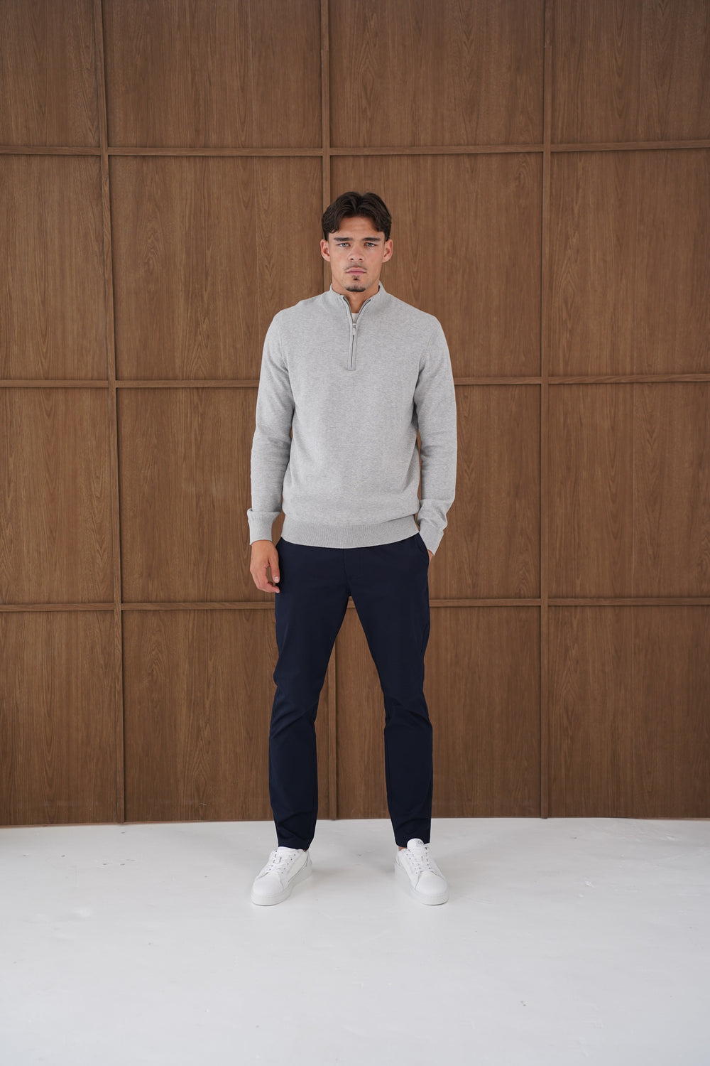 Capo Egyptian Cotton 1/4 Zip Top - Grey