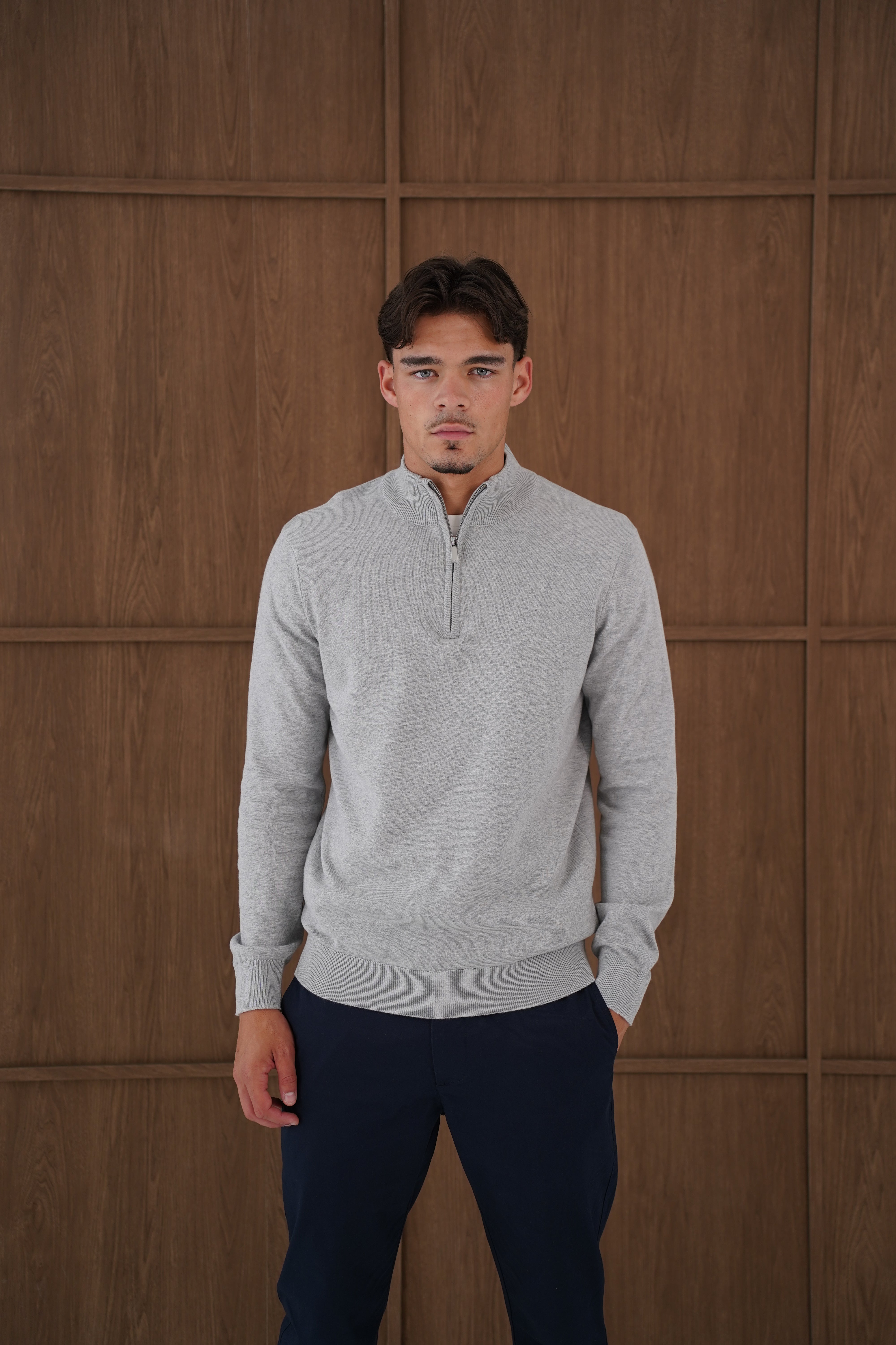 Capo Egyptian Cotton 1/4 Zip Top - Grey
