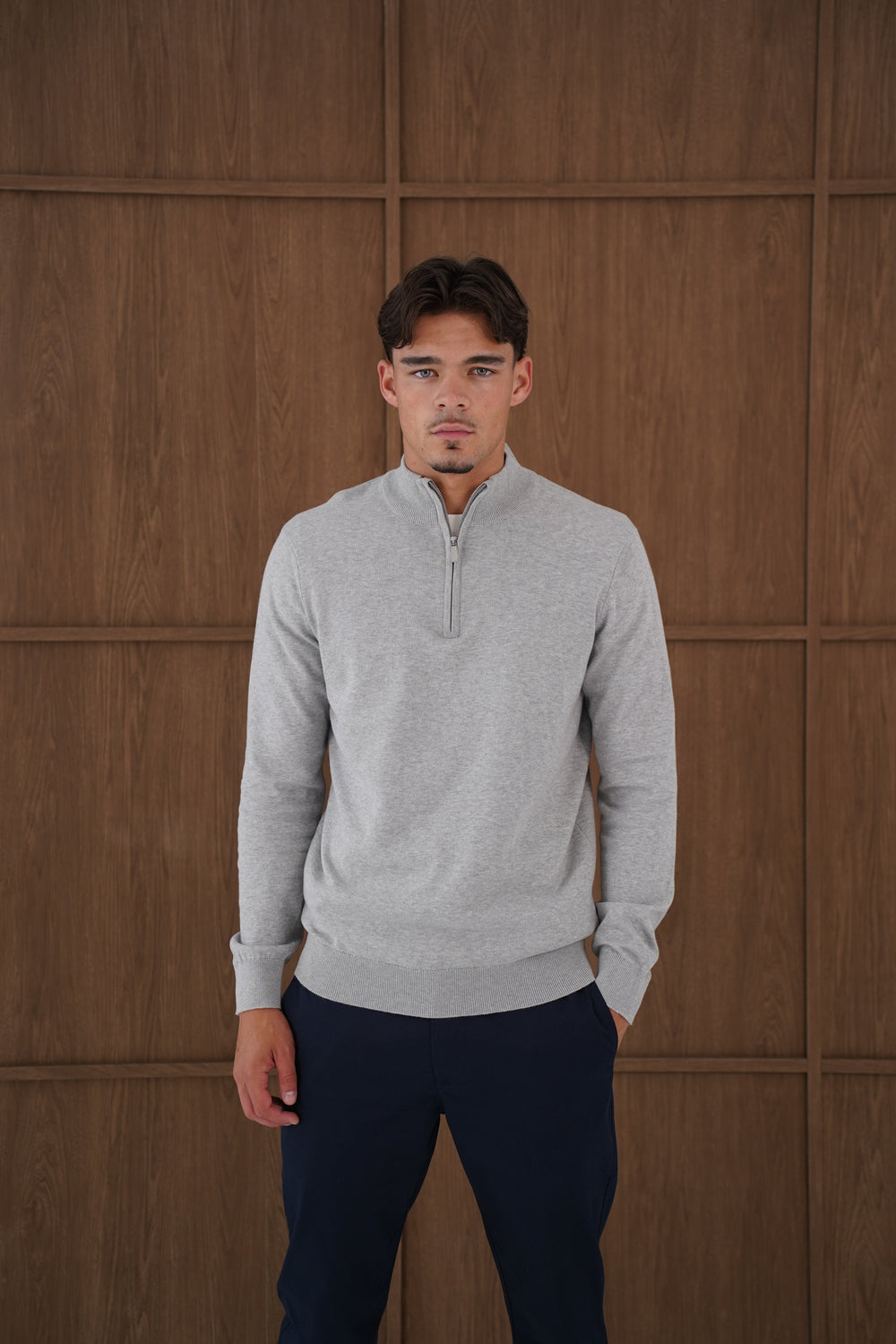 Capo Egyptian Cotton 1/4 Zip Top - Grey