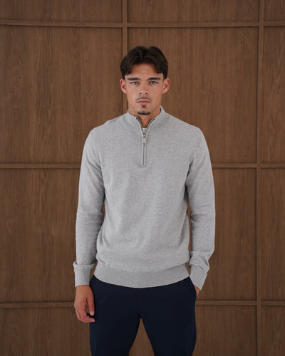 Capo Egyptian Cotton 1/4 Zip Top - Grey