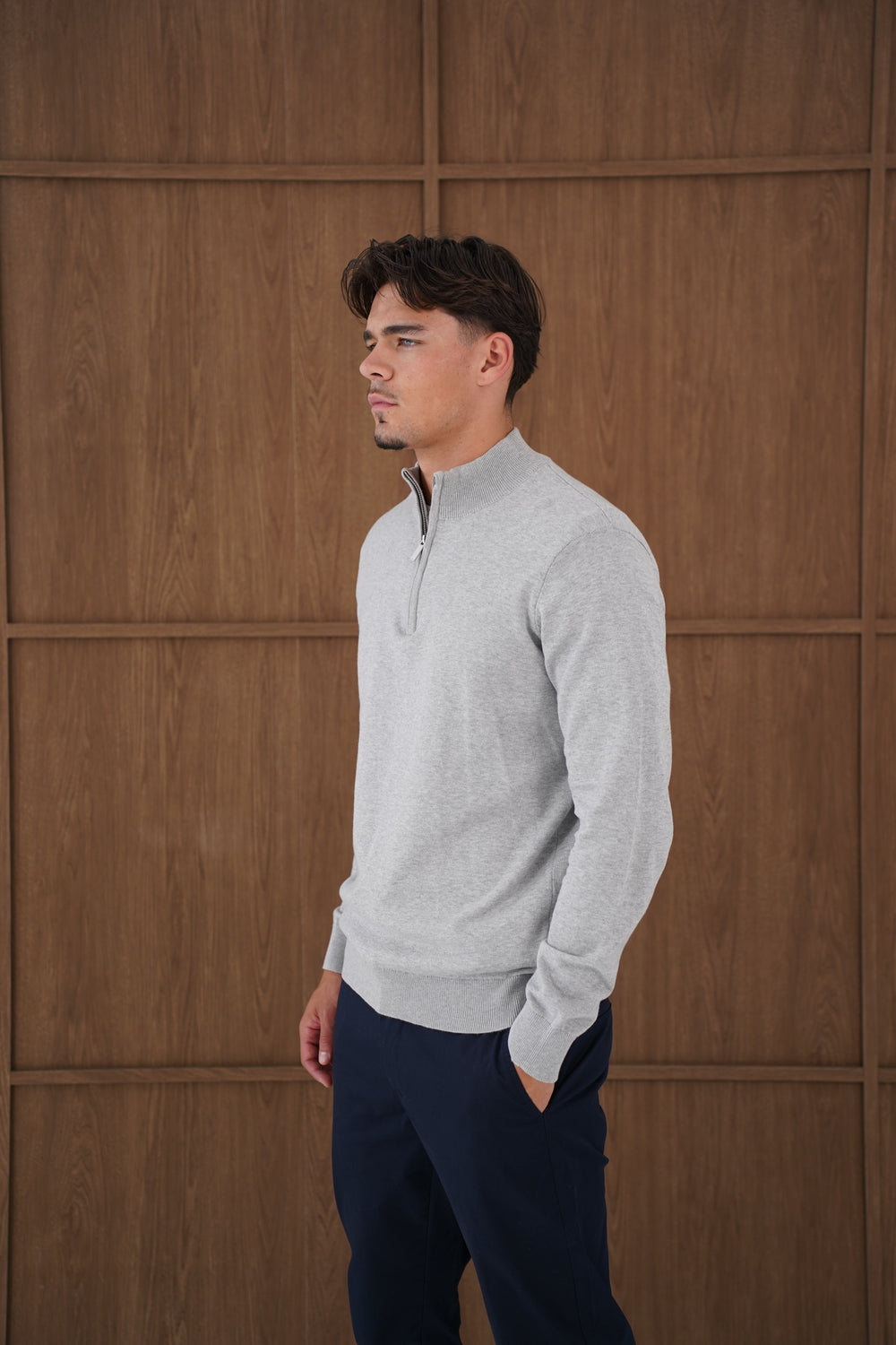 Capo Egyptian Cotton 1/4 Zip Top - Grey