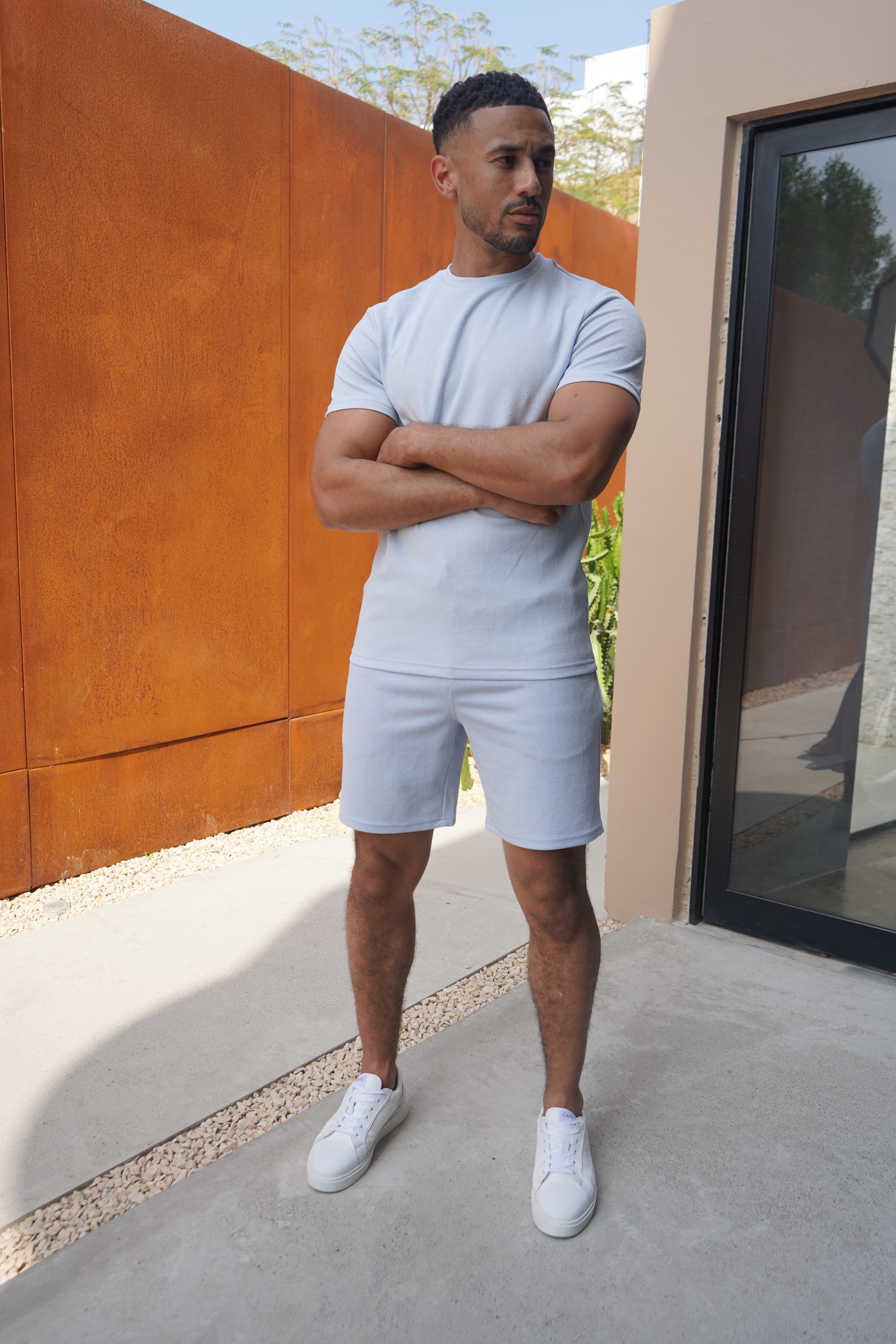 Capo Aztec Revere T-Shirt - Light Blue