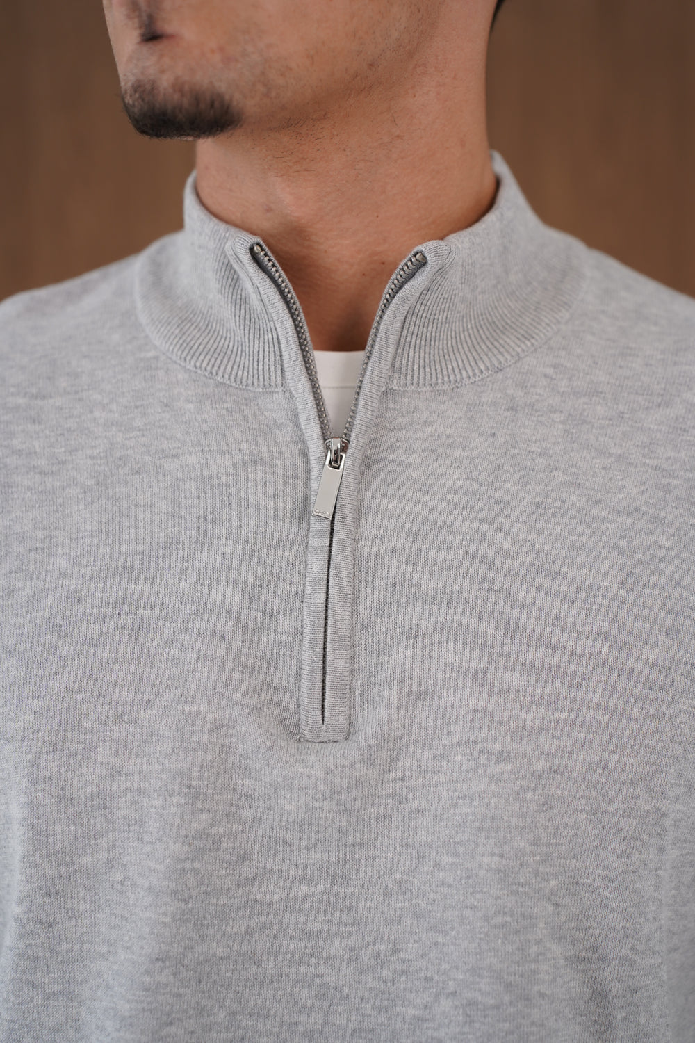 Capo Egyptian Cotton 1/4 Zip Top - Grey