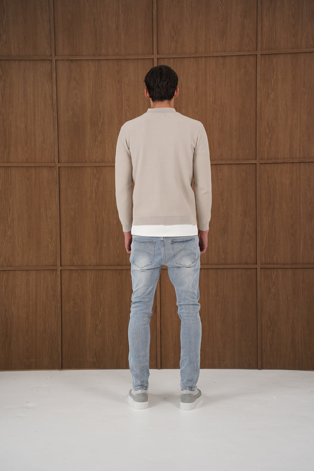 Capo TWIST Cotton 1/4 Zip Jumper - Stone