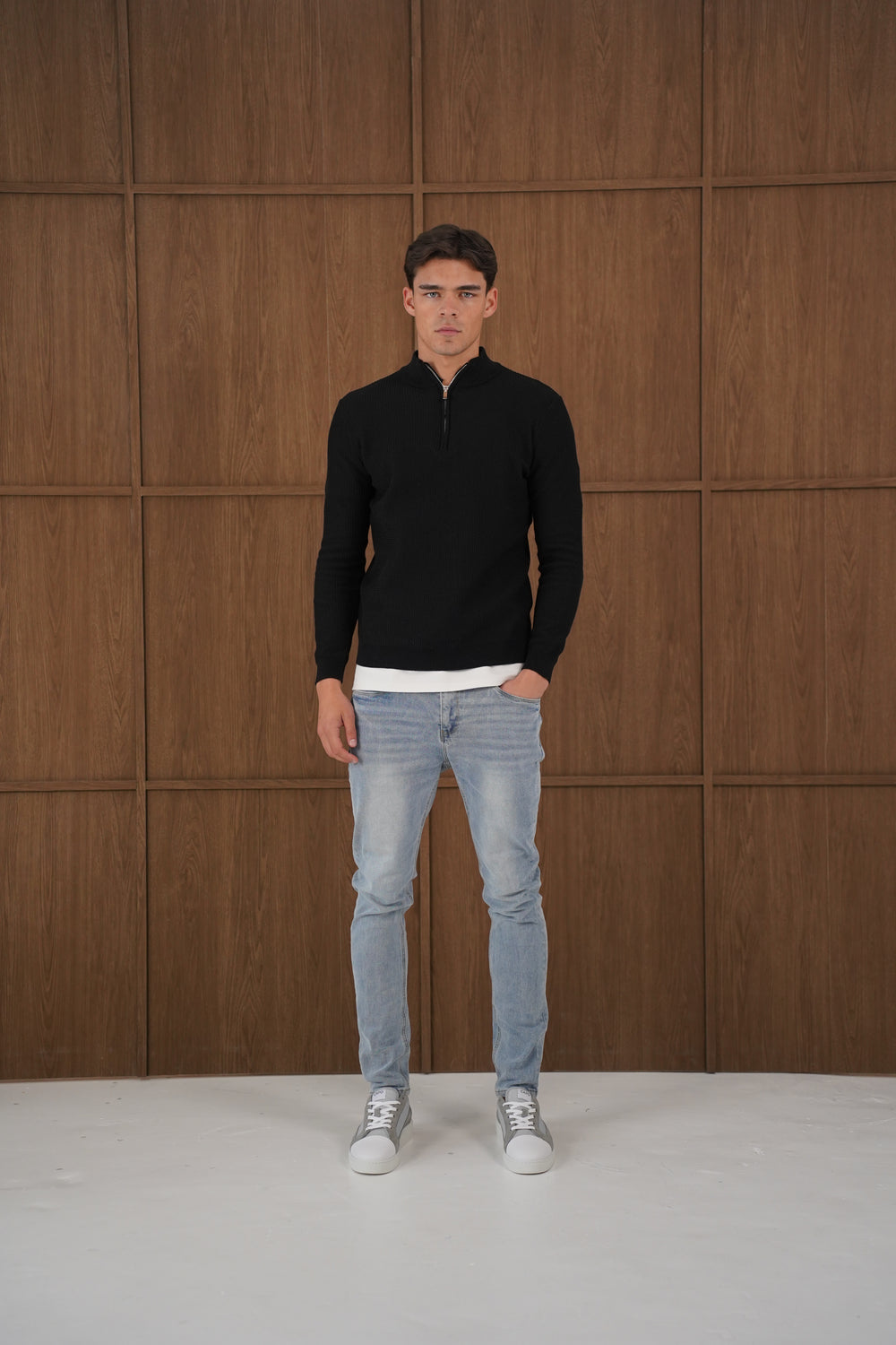 Capo TWIST Cotton 1/4 Zip Jumper - Black