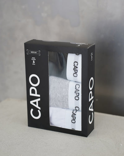 Capo Essential 3 Pack Boxer Shorts - Black/White/Grey