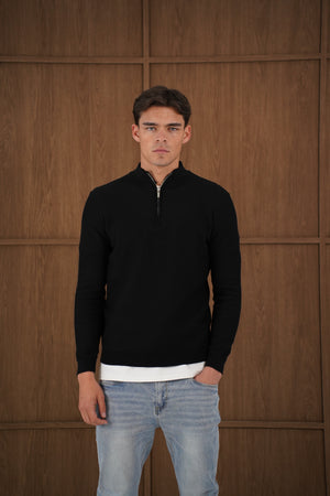 Capo TWIST Cotton 1/4 Zip Jumper - Black