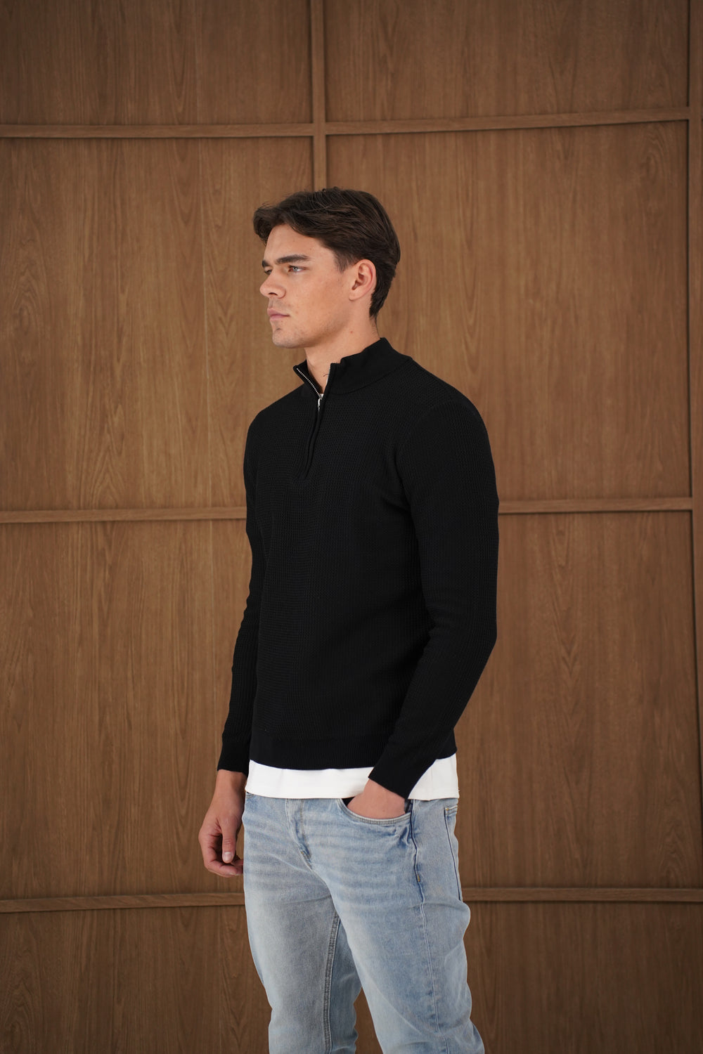 Capo TWIST Cotton 1/4 Zip Jumper - Black