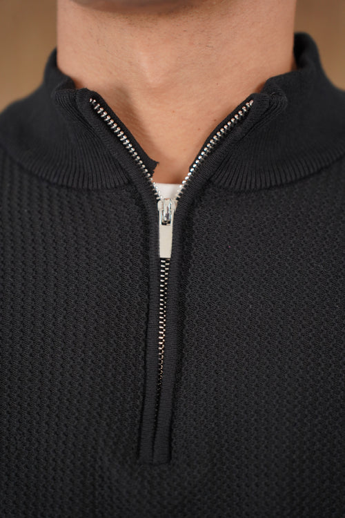 Capo TWIST Cotton 1/4 Zip Jumper - Black