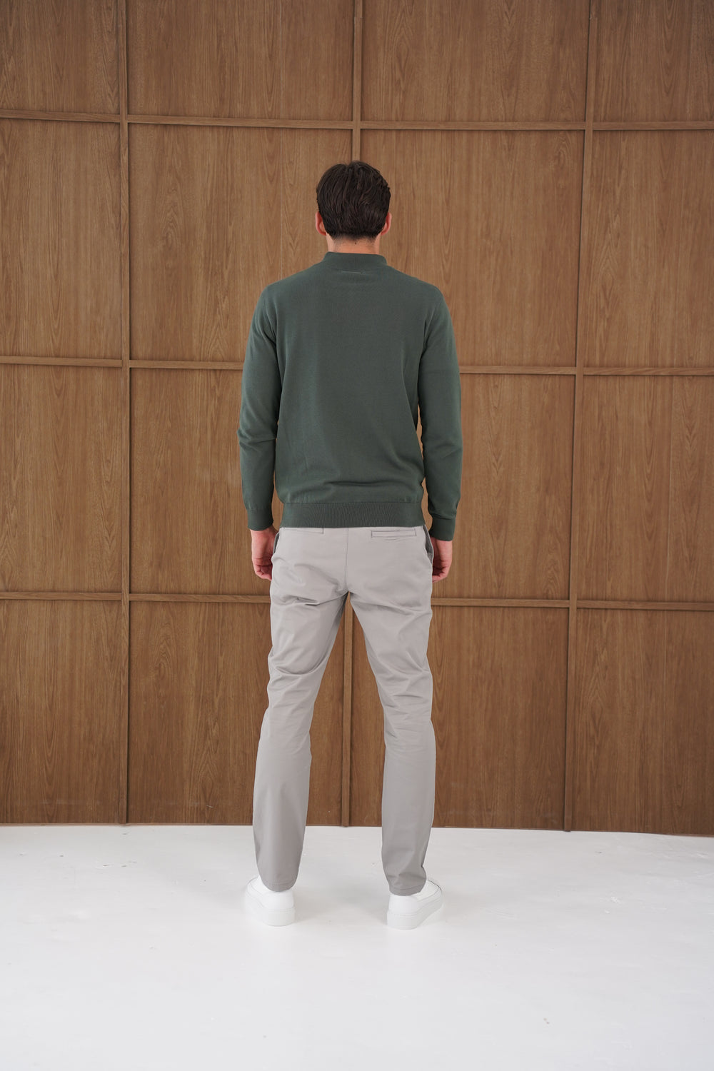 Capo Egyptian Cotton 1/4 Zip Top - Moss Green